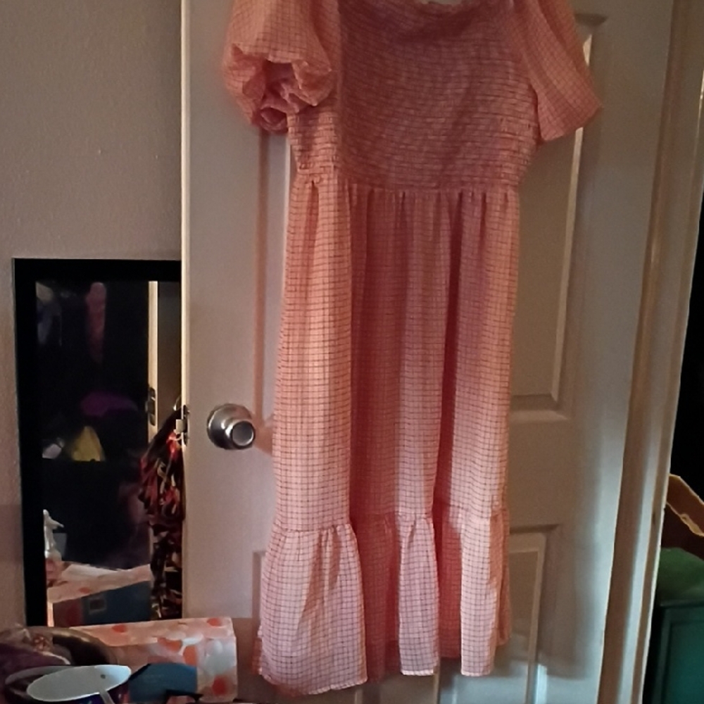 LC Lauren Conrad Pink Gingham Maxi Dress